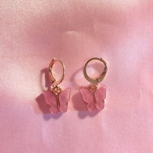 Pink Butterfly Earrings
